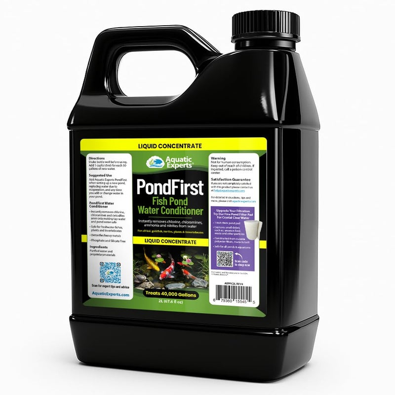 Aquatic Experts PondFirst Pond Water Conditioner - Concentrated Instant Dechlorinator for Fish Ponds, Makes Water Safe for Koi and Goldfish, Made in The USA, Aquatic Experts (Liquid - 2 Liters) - Image 1